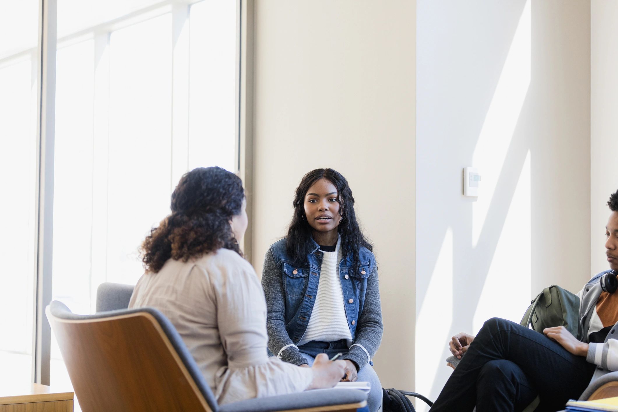 Student in a counseling session